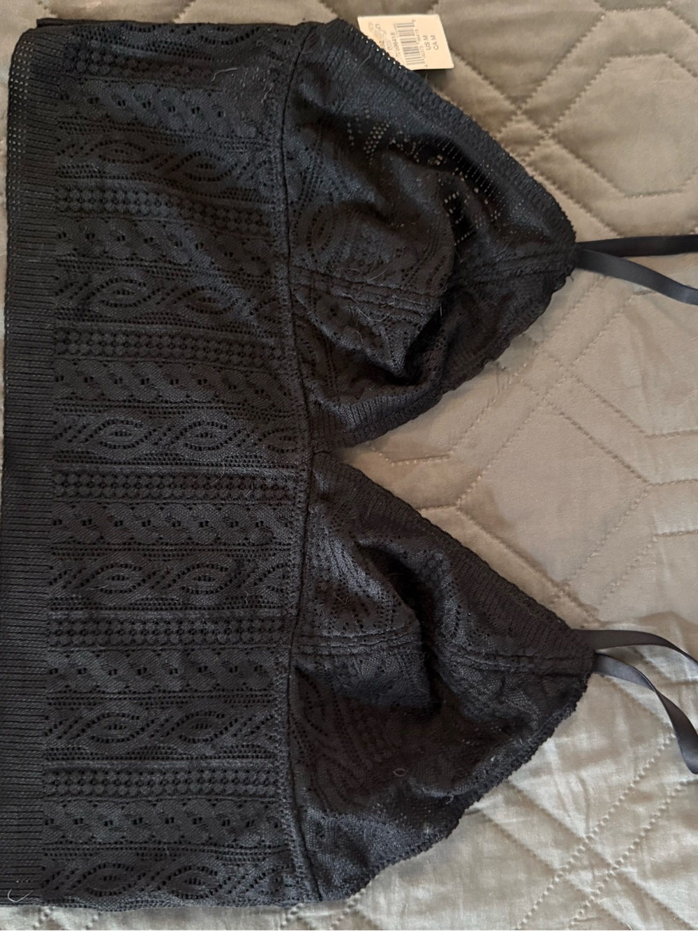 NWT Aerie sz M Black Lace Bandeau Bralette